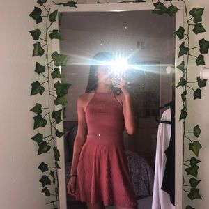 Pink halter rubbed dress